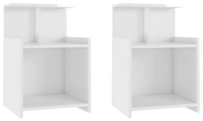 Mesas cabeceira 2 pcs 40x35x60 cm contraplacado branco brilhante