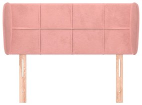 Cabeceira de cama c/ abas veludo 93x23x78/88 cm rosa