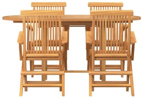 Conjunto de Jantar de Jardim vidaXL com 5 Peças em Madeira de Teca Sól