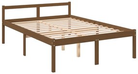 Estrutura de cama 140x190 cm pinho maciço castanho-mel