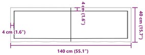 Prateleira de parede 140x40x(2-4)cm carvalho maciço não tratado