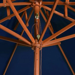 Guarda-sol c/ 2 coberturas mastro em madeira 270 cm azul