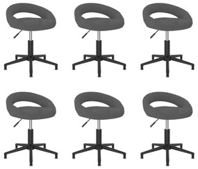 vidaXL Cadeiras de jantar giratórias 6 pcs veludo cinzento-escuro