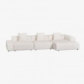 Sofá Modular Chaise Longue De Canto Direito De 3 Peças (↔︎375 Cm) Bruna Bouclé Blanco - Sklum