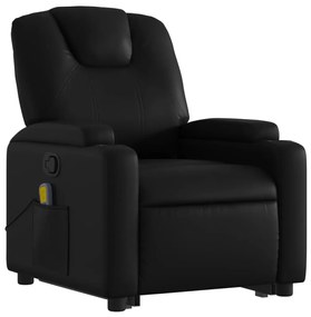 Poltrona massagens reclinável elevatória couro artificial preto