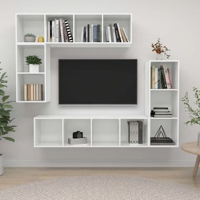vidaXL 4 pcs conjunto móveis de TV madeira processada branco brilhante