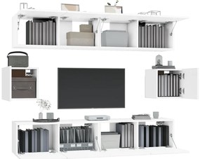 Conjunto móveis de TV 6 pcs madeira processada branco