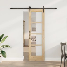 Porta Deslizante vidaXL com Conjunto de Ferragens 61x198.5 cm Madeira Maciça de Pinus