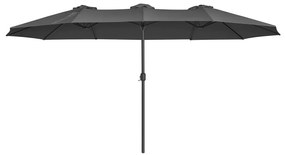 SONGMICS Guarda-sol dupla face de 460 x 270 cm, guarda-sol extra grande para pátio de jardim, dossel duplo para proteção contra o sol, proteção UPF 50+, manivela, para terraço de jardim externo de mercado, sem base, GPU36GY cinza