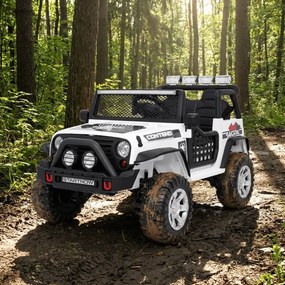 Jipe elétrico para Crianças 12V Jeep BEAST 4x4, Rodas de espuma EVA, Assento Couro ecológico Branco