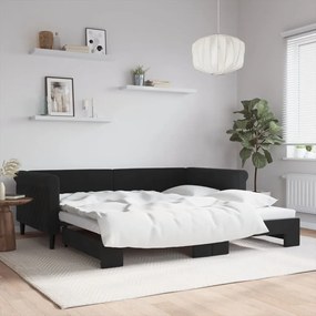 vidaXL Sofá-cama com gavetão 100x200 cm veludo preto