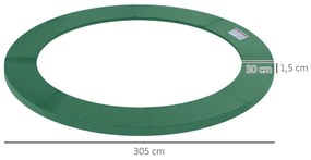 Cobertura de Proteção Ø305 de Borda de Trampolim Espuma de Proteção para Trampolim para Exterior Verde