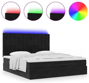 Estrutura de cama otomana com colchões 160x200 cm veludo preto