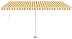 Toldo retrátil manual independente 400x300 cm amarelo e branco