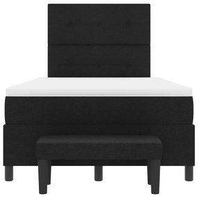 Cama Box com Colchão e Banco Preto 120x190 cm Tecido