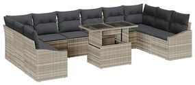 Conjunto de Sofá de Jardim com 11 Peças e Almofadas Cinza Claro de Rat