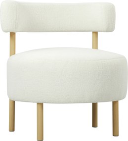 Sofá de 1 lugar em tecido bouclé, poltrona de sala estofada com encosto curvo, assento largo, 67 x 67 x 71 cm