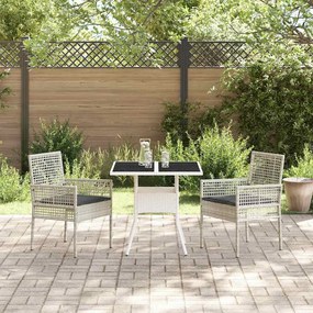 Conjunto de Jantar de Jardim de 3 Peças Cinza Claro em Rattan Sintétic
