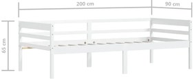 Estrutura de cama em pinho maciço 90x200 cm branco
