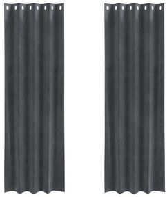 Cortinas Blackout com Ilhós 2 pcs Veludo Cinza Claro