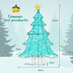 Decoração de árvore de Natal de 124 cm com 520 luzes LED Top Star iluminada para jardim
