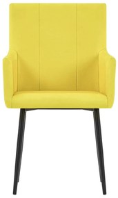 Cadeiras de jantar com apoio de braços 4 pcs tecido amarelo