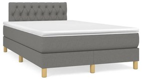 vidaXL Cama box spring c/ colchão e LED 120x190 cm tecido cinza-escuro