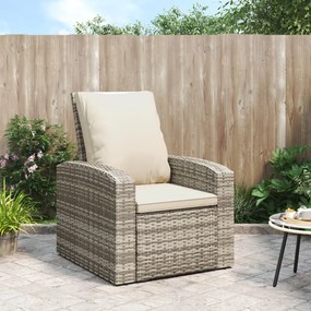 vidaXL Cadeira jardim reclinável c/ almofadões vime PE castanho-claro