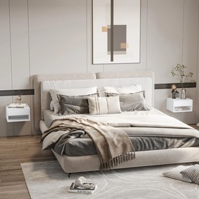 Conjunto de 2 Mesas de Cabeceira Flutuantes Mesas de Cabeceira com Gaveta para Dormitório 37x32x21 cm Branco Brilhante