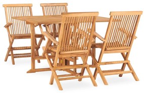 3059993 vidaXL 5 pcs conjunto jantar dobrável p/ exterior madeira teca maciça