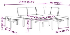 5 pcs conjunto de sofás p/ jardim c/ almofadões alumínio preto