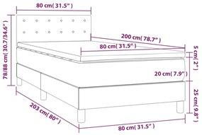 Cama box spring c/ colchão/LED 80x200 cm veludo preto