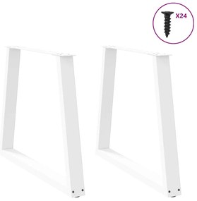 Pernas para mesa de jantar em V, 2 peças, branco, 70x(72-73,3) cm, aço