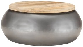 Mesa de centro 68x68x30 cm madeira de mangueira maciça cinzento