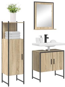 Conjunto de Móveis de Casa de Banho vidaXL 3 Peças Carvalho Sonoma Mad
