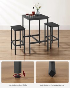 Mesa de bar com 2 cadeiras para cozinha em Preto