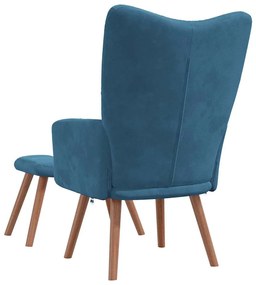 Cadeira de descanso com banco veludo azul