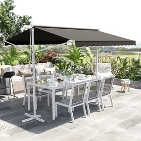 Toldo de dupla inclinação 3 x 3 m, manual, retrátil, inclinação ajustável, aço com revestimento epóxi branco, poliéster impermeabilizado