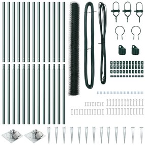 Conjunto de Cercas Conjunto de 2 Verde Metal 25 x 1.5 m Durável