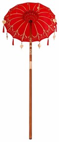 Parasol Balinês Vermelho x 260 cm Algodão e madeira sólida