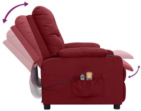 Poltrona de massagens elétrica reclinável tecido vermelho tinto