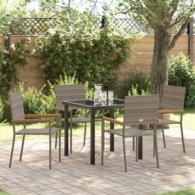 vidaXL Conjunto de Jantar de Jardim de 5 Peças Cinzento Rattan PE