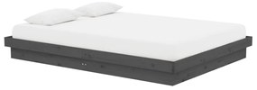 Estrutura de cama 140x190 cm madeira maciça cinzento