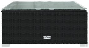 3 pcs conjunto lounge de jardim c/ almofadões vime PE preto