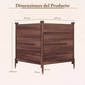 Conjunto de 2 Painéis de Privacidade para o Exterior  119 x 119 cm com Estacas Metálicas para Ar Condicionado, Caixote do Lixo de Jardim, castanho