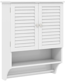 Armário de chão para banheiro com prateleiras de porta, prateleira ajustável - natural