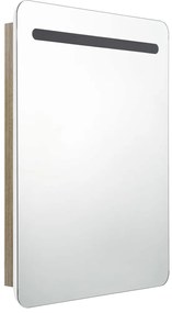 Armário espelhado casa de banho LED 60x11x80 cm branco/carvalho