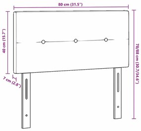 Cabeceira LED marrom escuro com botões, 80cm
