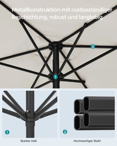 Guarda-sol de jardim 300 x 200 cm retangular sem base bege