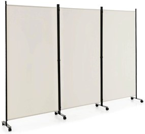 Divisória de ambiente dobrável de 4 painéis, tela de privacidade com rodinhas de 6 pés e rodas com trava - preta